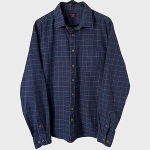 UNTUCKit Balar Long-Sleeve Plaid Button-Up Shirt Blue Men's Size XL Tall Slim